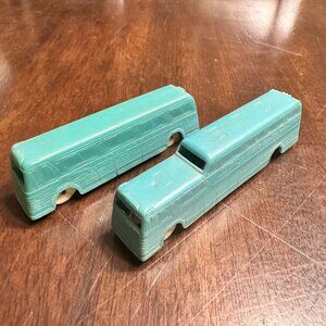 Vintage F&F Mold & Die Works Plastic Toy Buses Green Greyhound